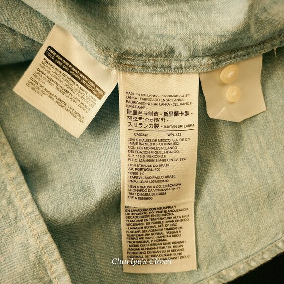 Levi's Vintage Womens 90s Sleeveless Polka Dot Cotton Button-Down Shirt M - Picture 10 of 12